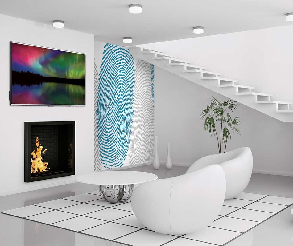 Modern white interior of living room 3d render